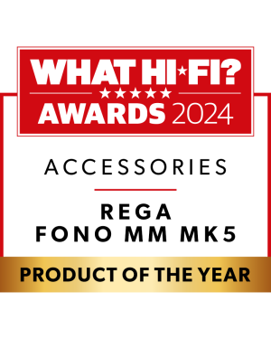 What Hi-Fi Awards 2024 Product of the Year logo Rega Fono MM Mk5 manufacturer brand website usage only